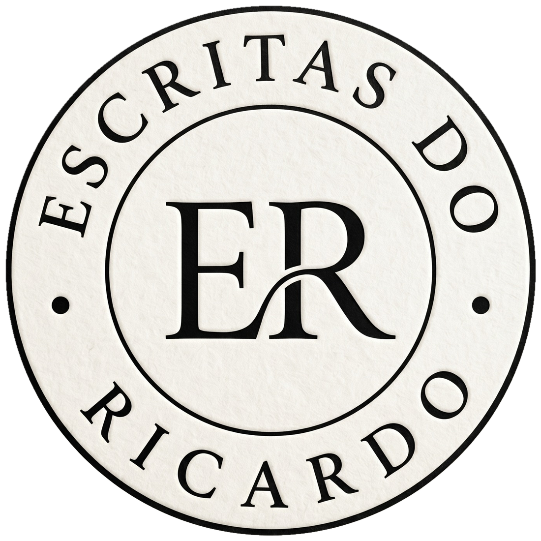 Selo original Escritas do Ricardo, monograma ER